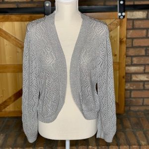 Lane Bryant Silver Metallic Knit Shrug